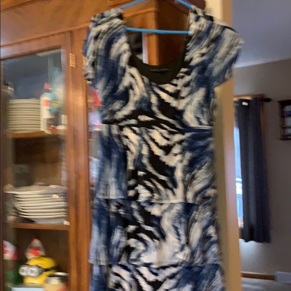 Black,blue, and. White. Full knee dress